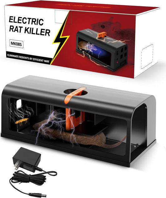 Electric Rat Traps Indoor for Home, Electronic Rat Killer Zapper with Anti-Escape Baffle, Safe and Effective Rodent Control, No-Touch Disposal, Adapter Powered Rodent Trap for Indoor Use