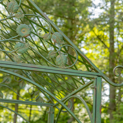 9.5ft T Iron Garden Arch with Embellished Trellis London 1820" (Antique Green)