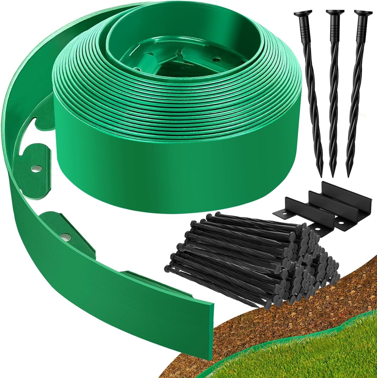 Landscape Edging Border - 40FT 4IN Tall Edging for Landscaping with 60 Stakes, 0.15" Thick No Dig Lawn Edging for Garden Border, Flexible Flower Bed Edging Borders for Yard, Terrace Board