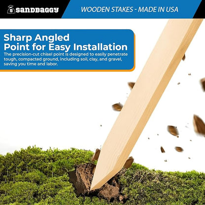 Sandbaggy 48" Wooden Grading Stakes - Heavy Duty for Construction, Gardening, Surveying, Concrete Forms - Chisel Point, Douglas Fir Wood - Made in The USA (1050 Stakes - 1 Pallet)