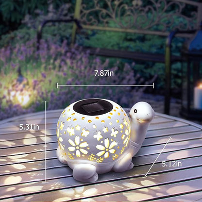 Solar Garden Outdoor Lights, Turtle Outdoor Statues Garden Decor, Solar Lantern with Waterproof Indoor Tortoise Decorations for Patio, Lawn, Yard, Gardening Gifts for Women, Mom, Grandma