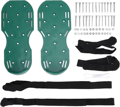 The Lawn Aerator Shoes for Grass, Epoxy Spiked Shoes with 1.65'' Sharp Short Spikes, Garden Grass Loosening Spike Shoes for Epoxy Flooring, 6 - Shoelace Design (Green, 11.8'' x 5.1'')