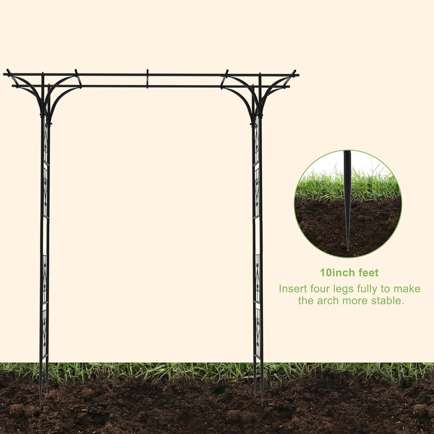OUSHENG 7FT Garden Arch Arbor, Steel Frame Stand Trellis for Climbing Plants, Outdoor Archway Gate for Wedding Ceremony Decoration Party Vines Lawn Courtyard Patio Backyard