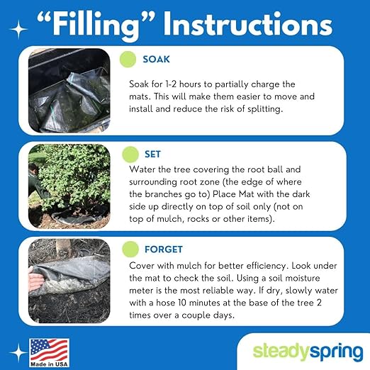 SteadySpring® 24" Smart 30+Day Tree Watering Mat - AUTO Refills with RAIN and Slow Releases As Plant Needs - for Root Balls 11" - 15" Dia Slow Release Technology Prevents Over and Under Watering (2)
