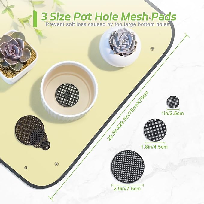 Repotting Mat for Indoor Plants, Foldable Waterproof Plant Potting Soil Tray with 13 Pcs Garden Transplanting Succulent Tools and 30 Pack Mesh Pads for Outdoor Care, Green