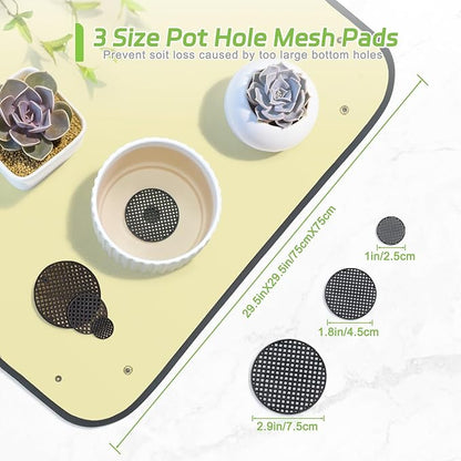 Repotting Mat for Indoor Plants, Foldable Waterproof Plant Potting Soil Tray with 13 Pcs Garden Transplanting Succulent Tools and 30 Pack Mesh Pads for Outdoor Care, Green