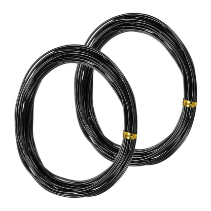 2-Rolls 1.5mm Bonsai Training Wire, 32.8 Feet Total Anodized Aluminum Bonsai Wires for Bonsai Tree Shaping/Branches Fixing/Trunk Holding/DIY Crafting [16.4ft Each, Black]