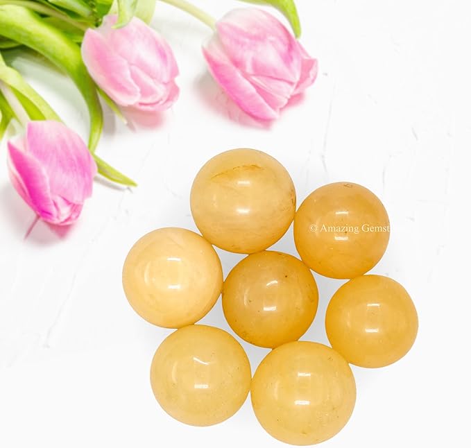 Amazing Gemstone Yellow Aventurine Crystal Ball - 1 Inches Crystal Sphere Meditation Balls for Witchcraft and Decorative Balls - Crystals and Healing Stones Beginners Gift (Pack of 1)