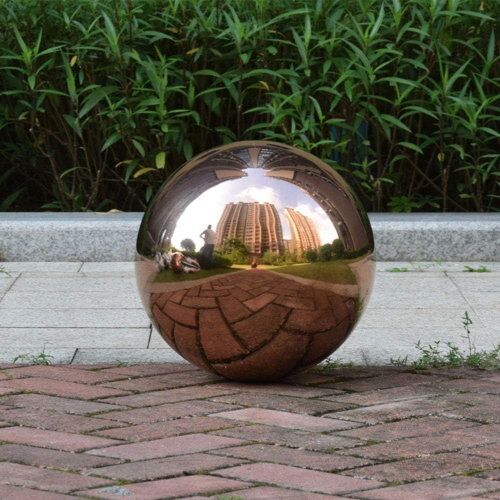 14 inch Diameter Rose Gold Gazing Ball,Rose Gold Stainless Steel Polished Reflective Smooth Garden Sphere Globe Mirror,Colorful and Shiny Addition to Any Garden or Home