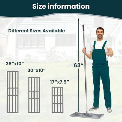 Lawn Leveling Rake 17 inch, Lawn Leveler Garden Tool with Stainless Steel Handle Rakes for Lawns Heavy Duty Landscape Rake for Backyard, Garden, Golf Course, Farm, Pasture