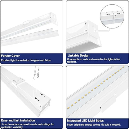 ANTLUX 8FT LED Shop Light Fixture, 110W LED Strip Light, 12200 LM, 6000K, 8 Foot LED Linear Lights, Linkable led Lighting for Garage Warehouse Workshop, Fluorescent Tube Replacement, 4 Pack