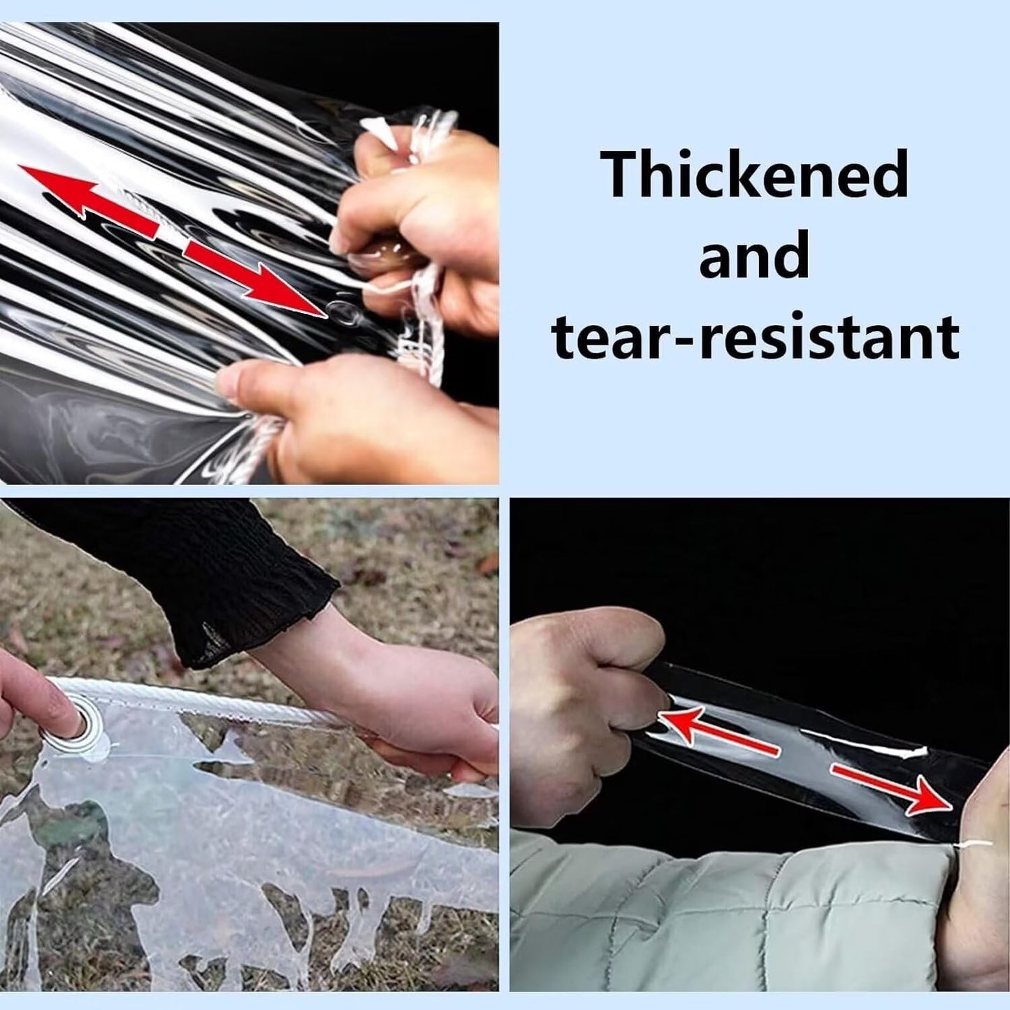 6' X 8' Clear Vinyl Tarp, 14 Mil Clear Tarps Heavy Duty Water Resistant, 400g/m² Thickened Tear Resistant with Metal Grommets, for Patio Porch and Garden Chicken Coop