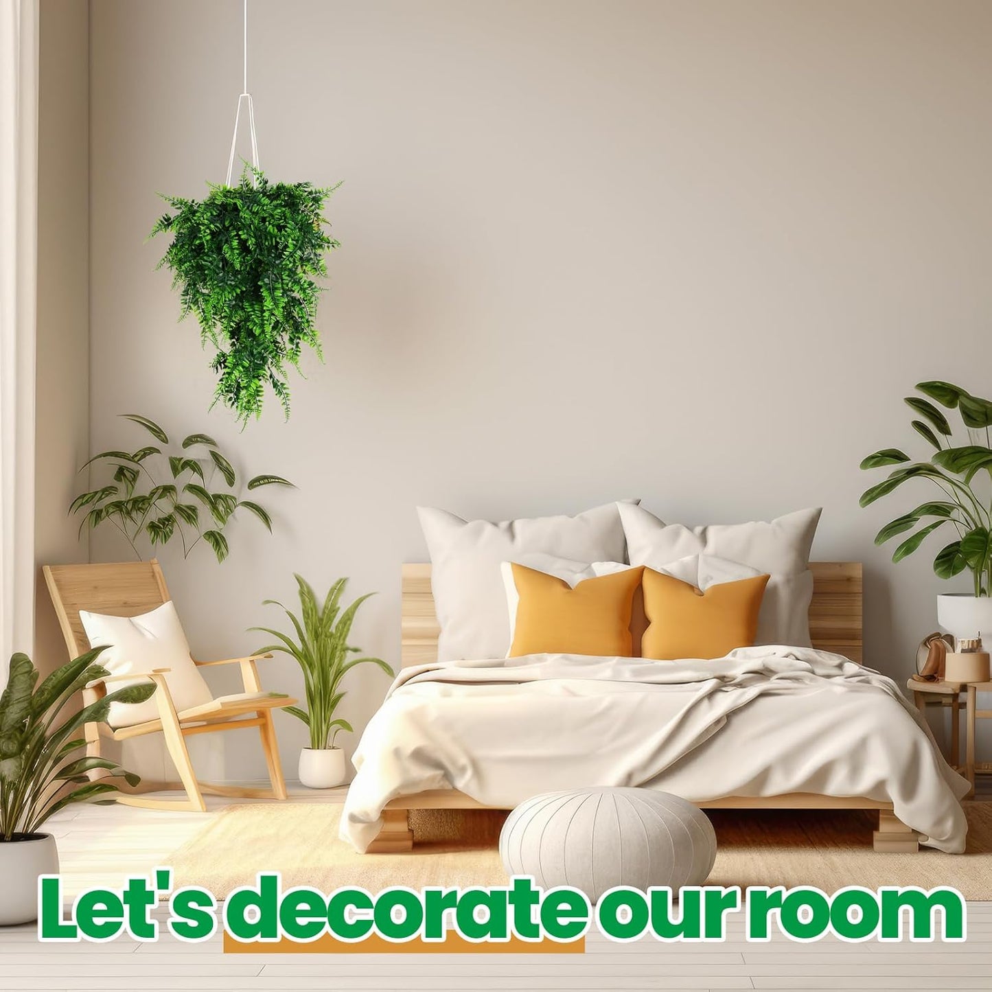 Geosar 88 Pcs Artificial Hanging Plants 32 Inch Hanging Boston Ferns Plastic Fake Plants for Wall Room Garden Wedding Garland Indoor Outdoor Decoration, No Basket