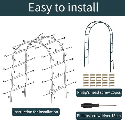 RUBFAC 94" Metal Garden Arch Trellis for Climbing Plants Outdoor, Garden Arbors and Arches, Halloween Archway for Pumpkin Balloon Rose Vines Wedding Christmas Birthday Party Decorations, Army Green
