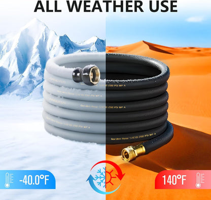 Garden Hose 5/8" x 25ft - No-Kink Flexible Water Hose 600 PSI Burst Pressure, Lightweight & Durable for Yard, Car Wash, Pets Black