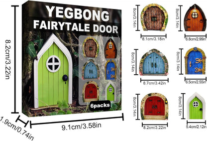 Enchanted Fairy Door for Tree Trunks - Weather-Resistant Miniature Garden Decor, 6-Piece Whimsical Outdoor Accessory Kit for Kids & Fantasy Enthusiasts (Fairy Tale Style-1)