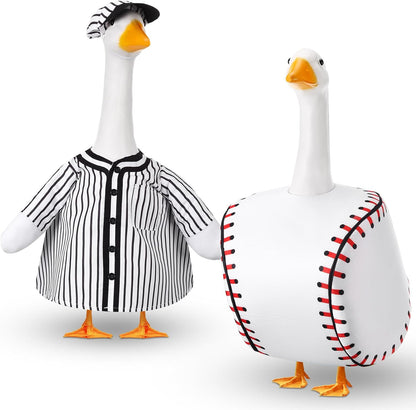 Abbylike 2 Set Baseball Goose Outfit Baseball Costume Lawn Porch Game Day Clothes for 23" Goose Outdoor Patio Yard Lawn Art Ball Celebrations Decor