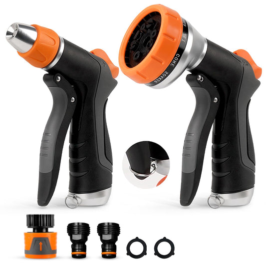 HOOFUN 2 Pack Garden Hose Nozzle High Pressure 10 & 2 Water Hose Nozzle