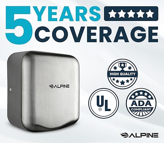Alpine Industries Hemlock Automatic Hand Dryer - Heavy Duty Stainless Steel | 1800Watts |