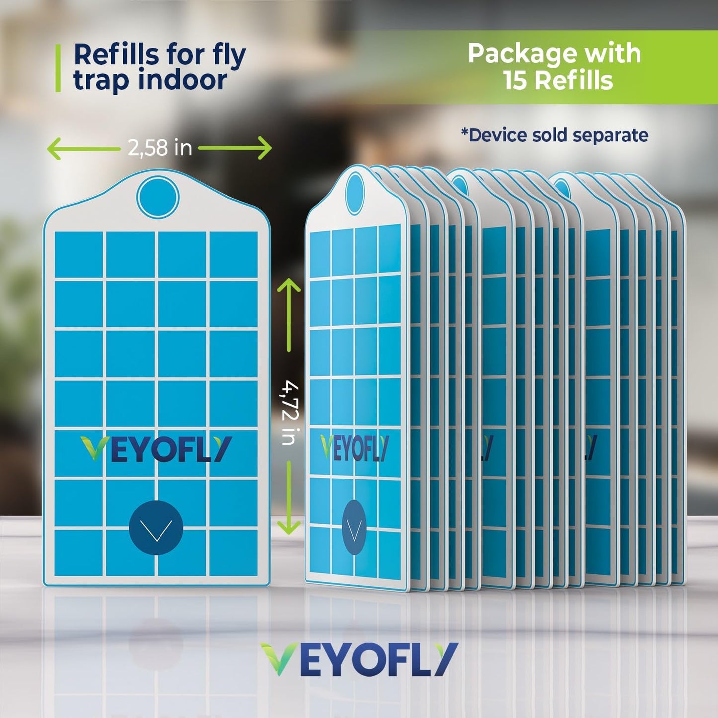 VEYOFLY Fruit Fly Traps for Indoors Refill, Gnat Traps for House Indoor, Fly Catcher, Fly Trap, Fly Trap, Plug in Catch for Fruit Flies, Moths, Gnats, Mosquito Trap (Pack of 15 Refills)