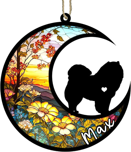 Personalized Dog Memorial, Custom Name Chow Chow Dog Christmas Ornament with Name, Custom Breeds, Pet Loss Light Catcher, Gifts for Lovers Loss of Pet Sympathy on Mothers Day Christmas