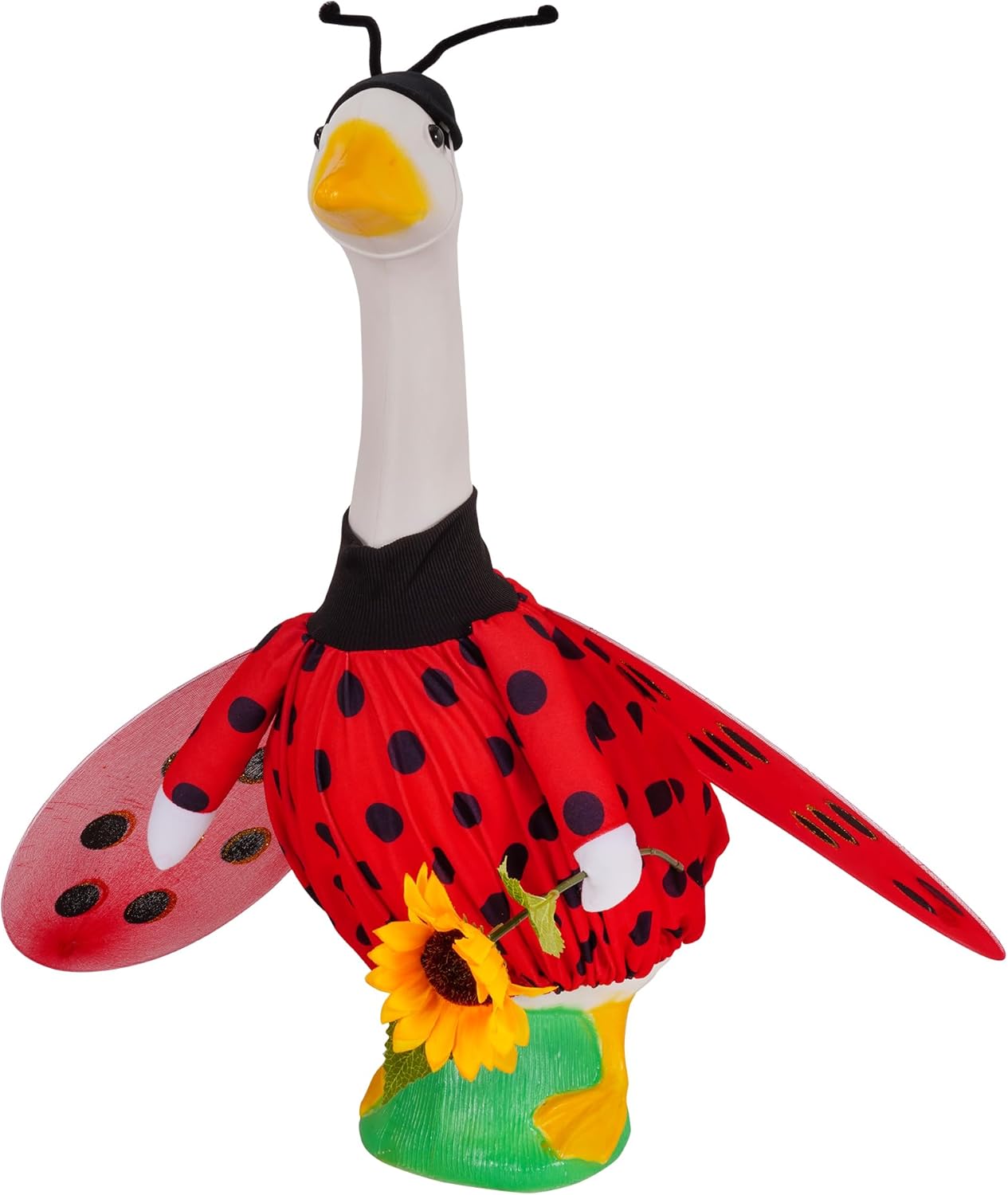 JIAYAN Porch Goose Outfits Outdoor Decoration: 2Pcs Cute Red Ladybird Costume Set 23"/ 17" Lawn Goose Statue Clothes for Theme Party Garden Patio Yard
