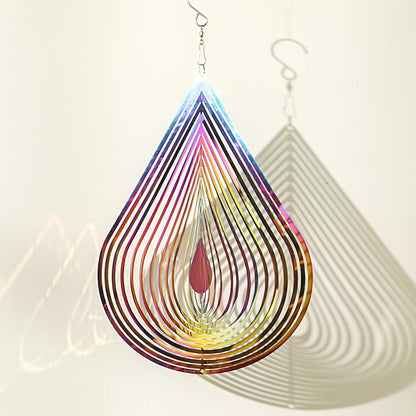 Wind Spinners Outdoor, 3D Water Droplet, Gradient Multicolor, 12 inches Stainless Steel Metal, Hanging Wind Spinners, Garden, Yard Décor, Outside, Gifts for Women Mom Wife