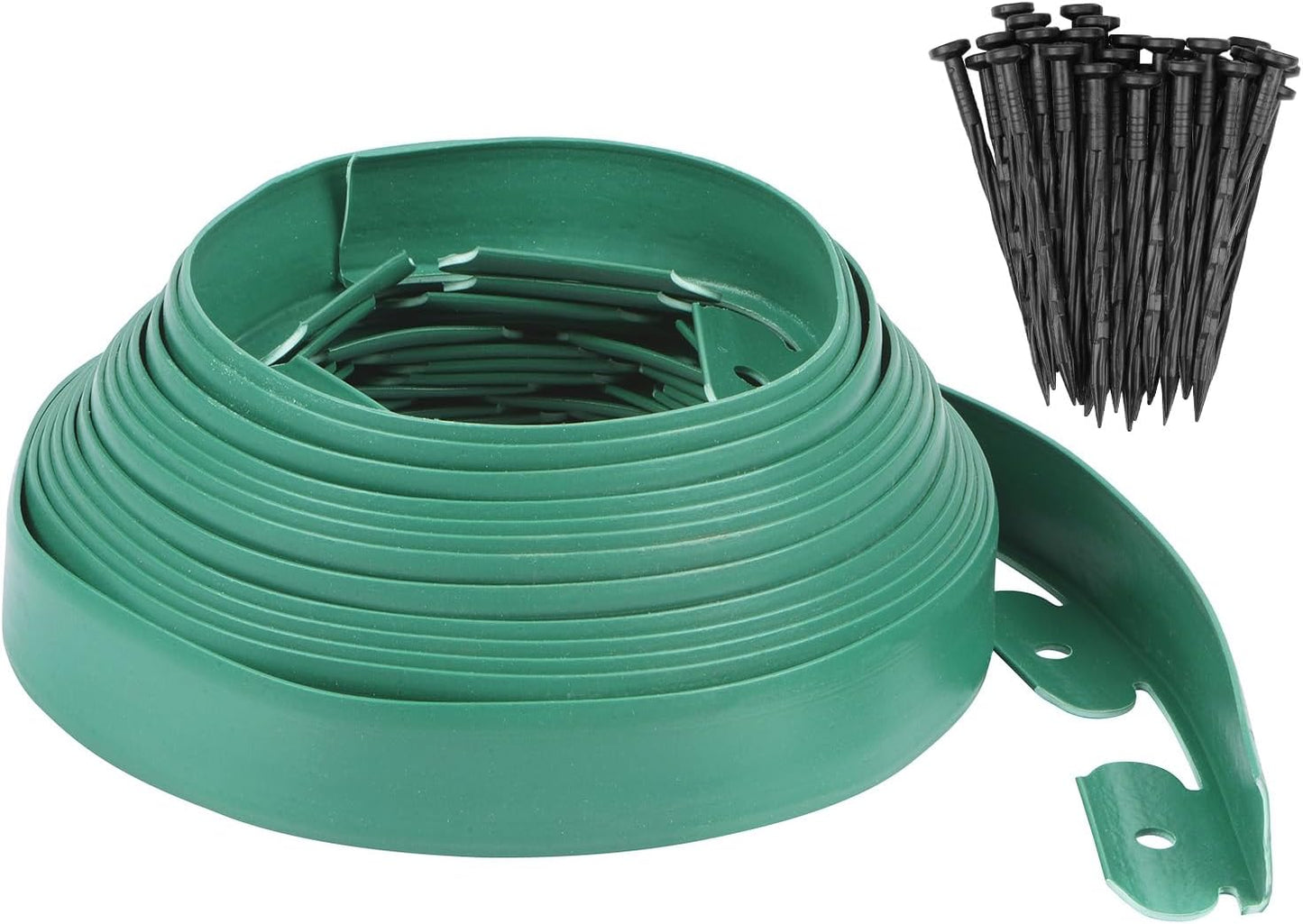 Garden Edging - 30 Feet Plastic Landscaping Edging Border with 27 Pack Spikes Apply to Flower Beds/Grass Lawn/Yard (1.57Inches Tall, Green)
