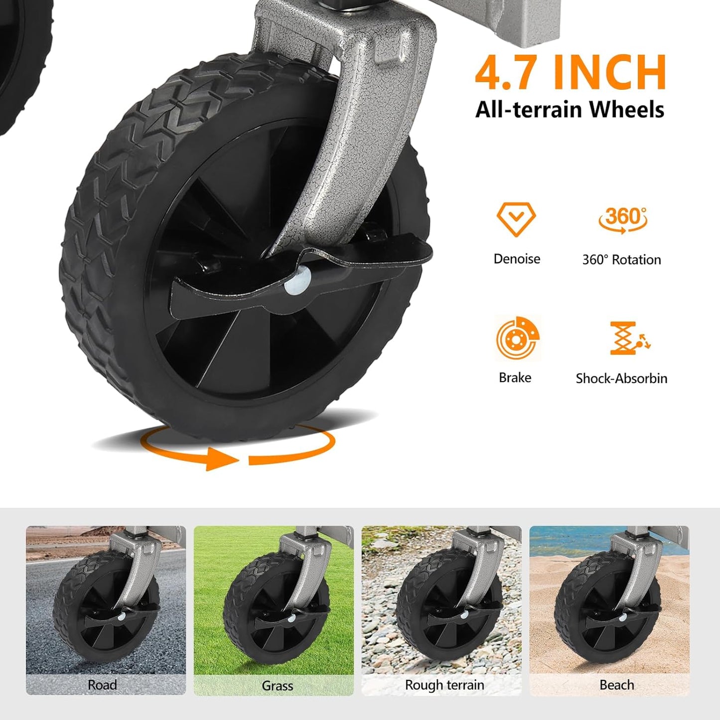 Collapsible Wagon with Big Wheels for Sand, Grocery All-Terrain Wheels Garden Grocery Wagon for Shopping Park Picnic, Camping, Beach Trip