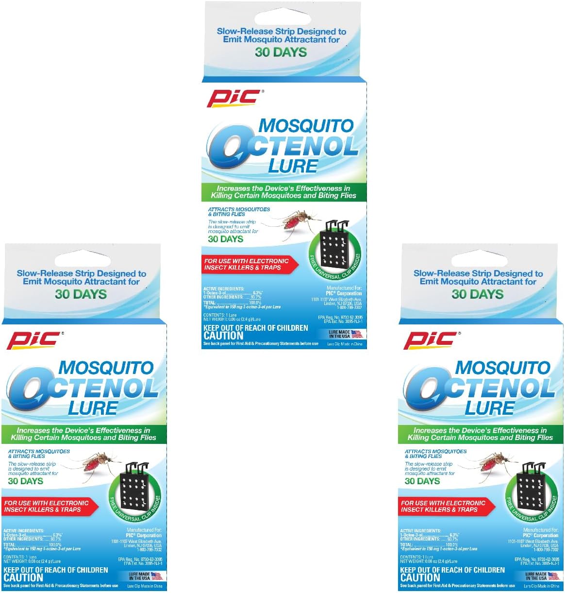 PIC Mosquito Octenol Lure (3 Pack), Attracts Mosquitoes, for Use with Electronic Insect Killers & Traps