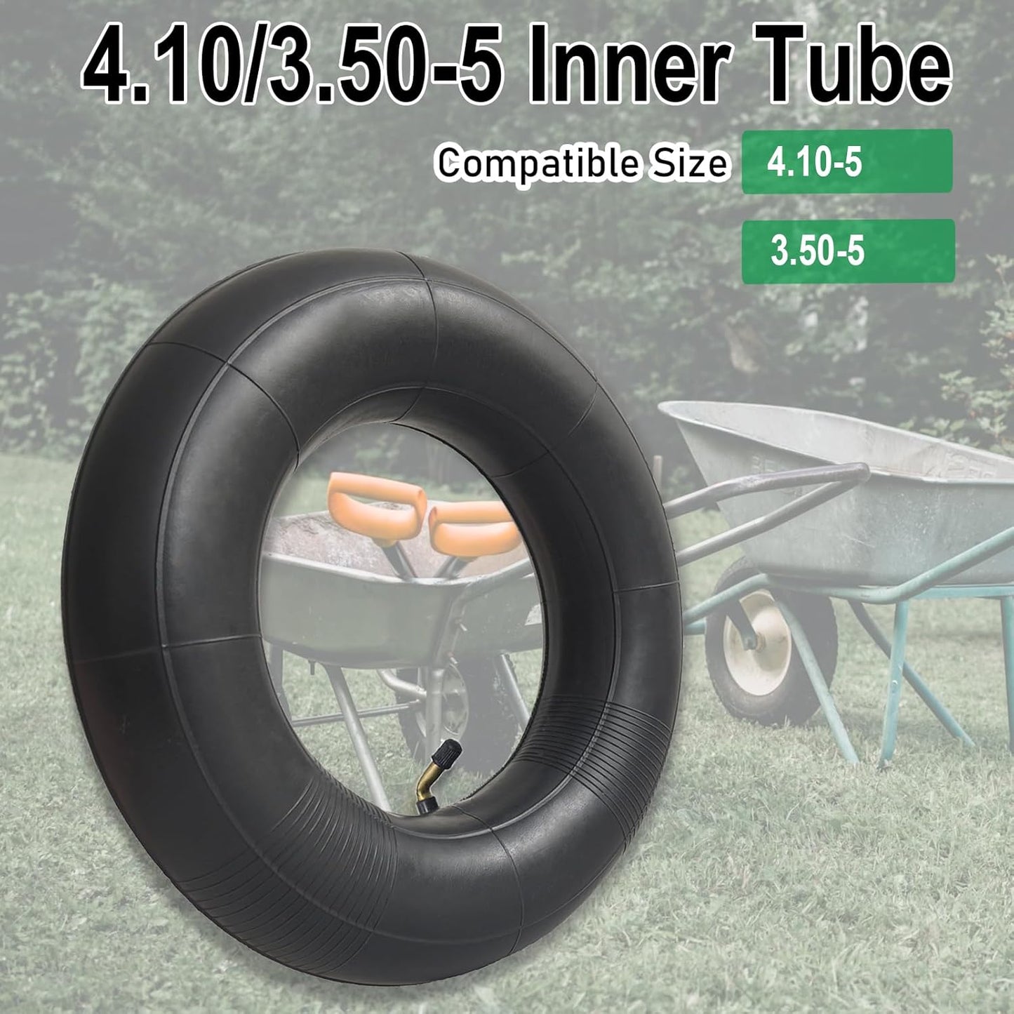 2-Pack 4.10/3.50-5 Inner Tube 11x4.00-5 4.10-5 3.50-5 Tube Bent Valve Stem for Wheelbarrows, Mowers, Hand Trucks and More