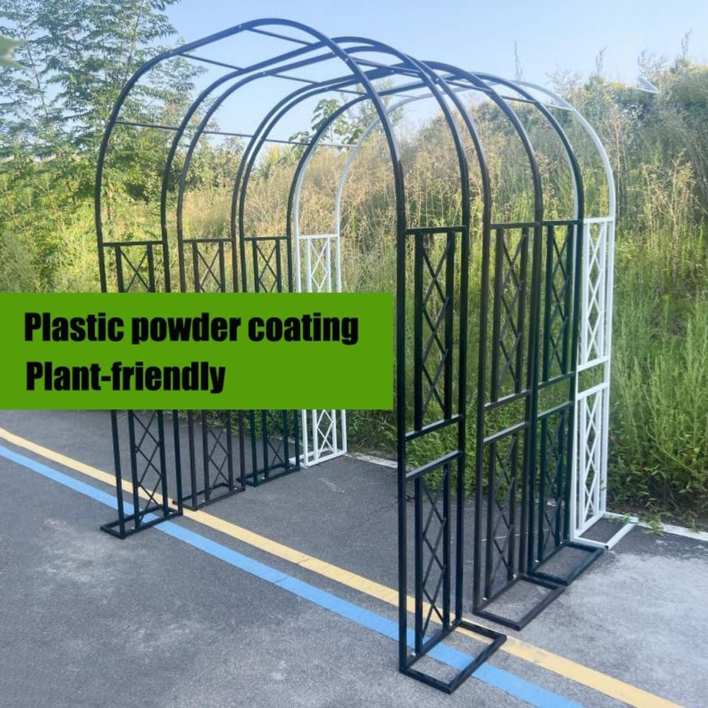 Garden Arbor, Metal Wedding Arch for Ceremony Party, Garden Trellis for Climbing Plants Outdoor, Wide 55" 71" 87" 103" 118" 134" Garden Arch Stand for Garden, Backyard, Lawn(Black,103" x 91" x 16")