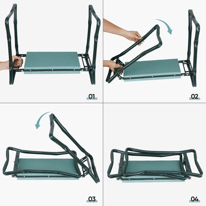 SUPER DEAL Folding Garden Kneeler and Seat with Free Tool Pouches - EVA Foam Pad Protects Your