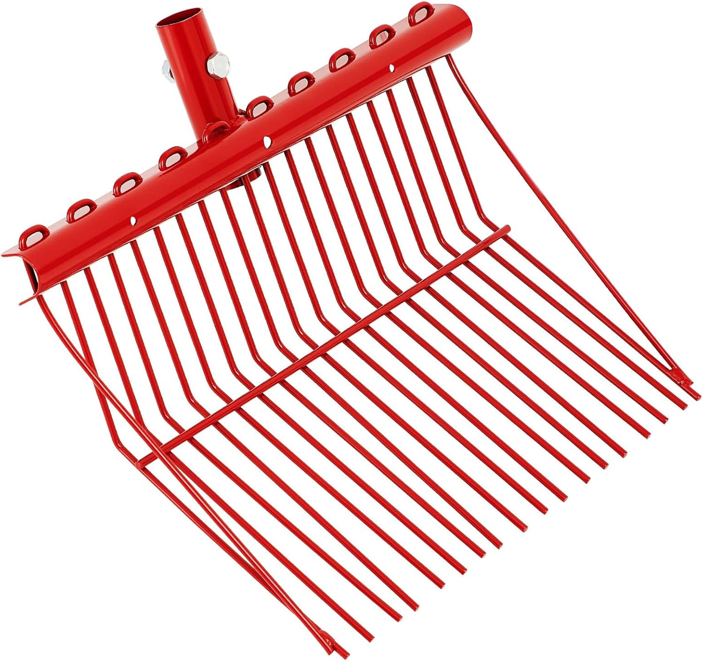 Tandefio 1 Pack Pitchfork Replacement Head Metal Horse Manure Rake Gardening Pitch Fork with Angled Tines for Horse Stall Poop Picking up(Red)