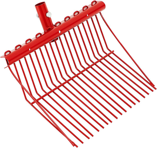 Tandefio 1 Pack Pitchfork Replacement Head Metal Horse Manure Rake Gardening Pitch Fork with Angled Tines for Horse Stall Poop Picking up(Red)