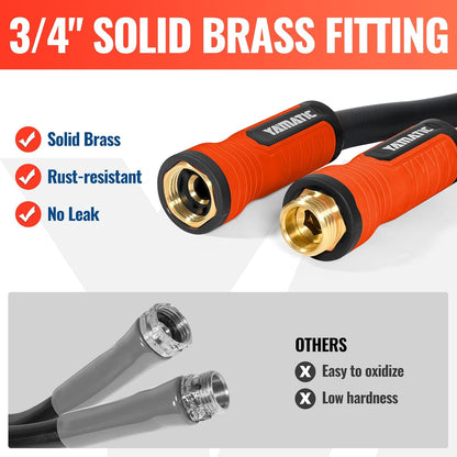 YAMATIC Short Garden Hose 3ft, 5/8" Leader Hose with Swivel Handle, Small Water Hose Extension, Solid Brass 3/4" Connection Fittings, Leak Proof for Reel, Gardening, Agriculture, Car Wash, Lawn