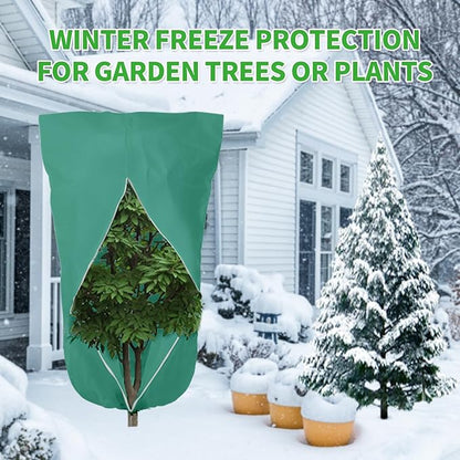 2 Pack 43"x32" Winter Plant Cover Freeze Protection Frost Cloth Blankets, 3 oz/yd² Frost Covers with Zipper Drawstring, Frost Protection Tree Cover for Outdoor Plant Cold Weather Protector