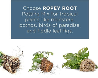 Ropey Root - Potting Mix for Indoor and Outdoor Tropical Plants, Chunky Soil Blend for Tropical Houseplants - 1 Gallon