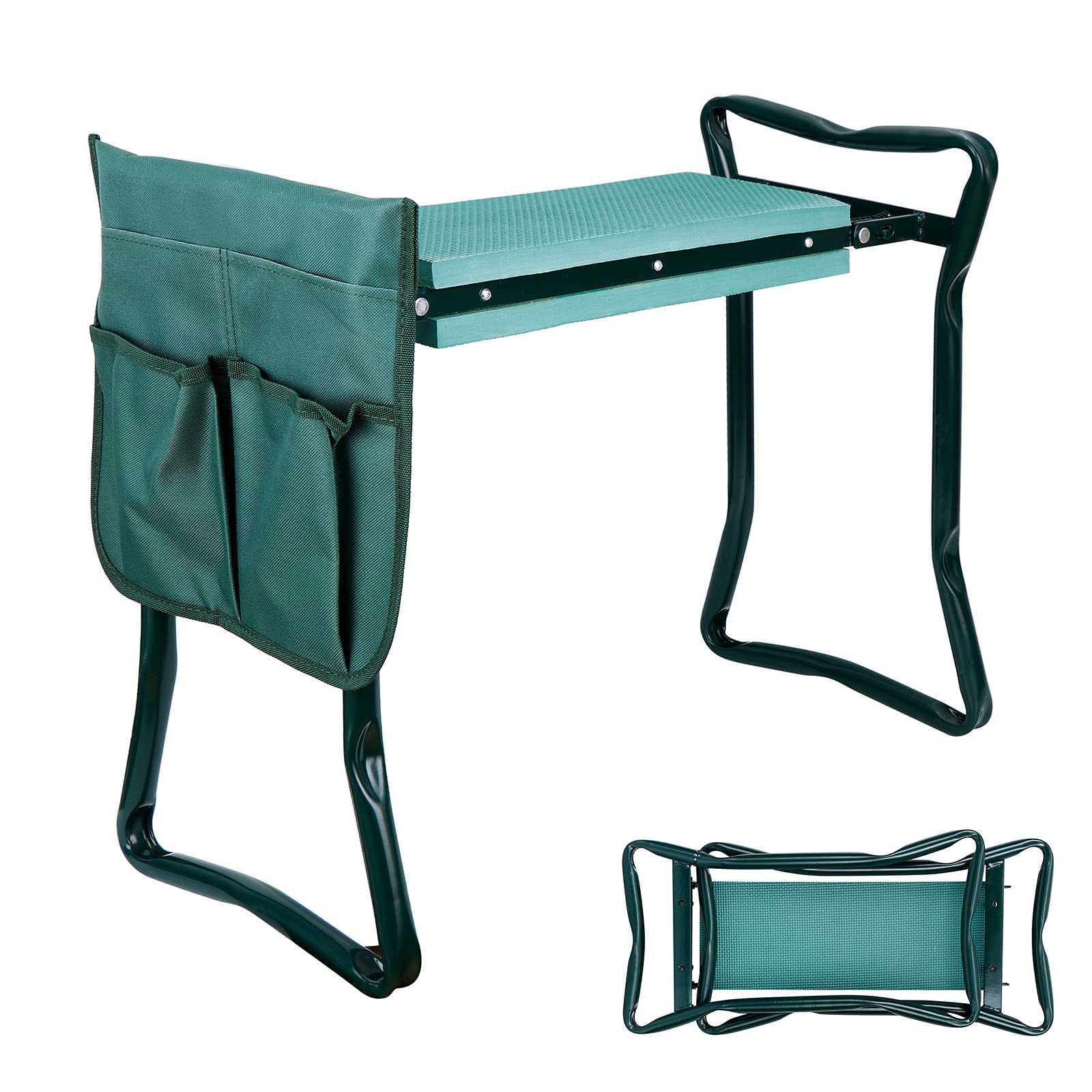 SUPER DEAL Folding Garden Kneeler and Seat with Free Tool Pouches - EVA Foam Pad Protects Your
