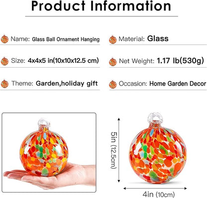 EUSTUMA Hand Blown Glass Witch Ball,Glass Ball Ornament Hanging Garden Gazing Ball Indoor Outdoor Home Décor. (3)