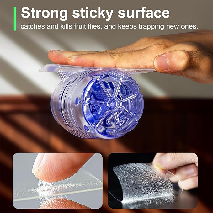 Fruit Fly Trap Covers, Double-Sided Sticky Adhesive Cards for Gnats, Fruit Flies, Moths, Kitchen Insect Control (49 Pcs)