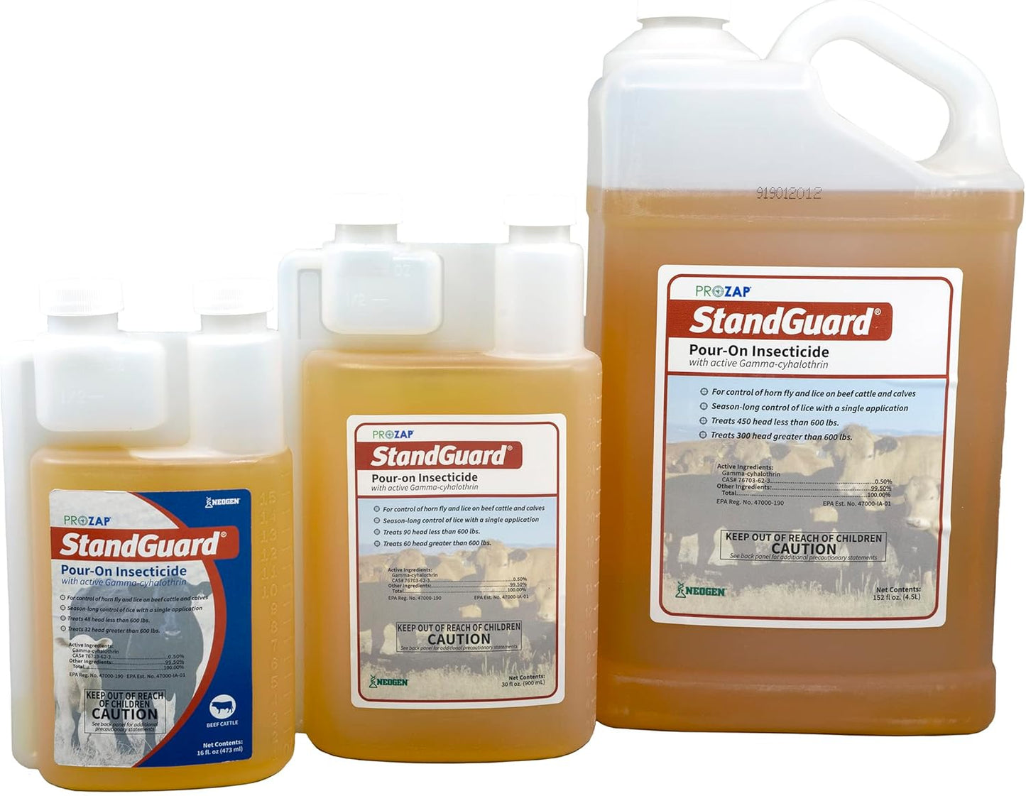 Neogen 1907840 Prozap StandGuard Pour-On 900 mL Insecticide, Yellowish, Brown