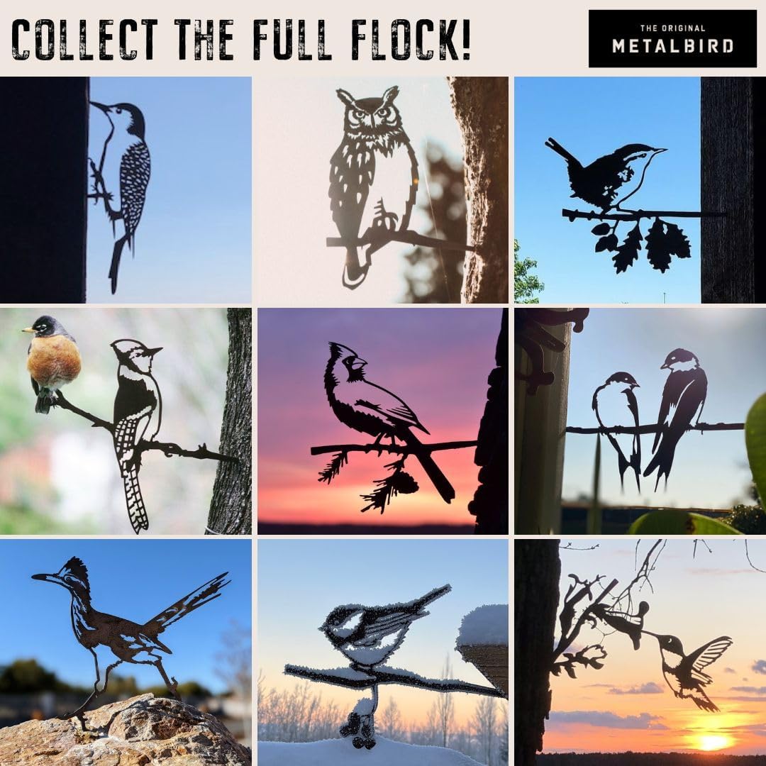 METALBIRD - Woodpecker - Outdoor Tree Ornaments in Corten Steel - Metal Art Proudly Made in The USA