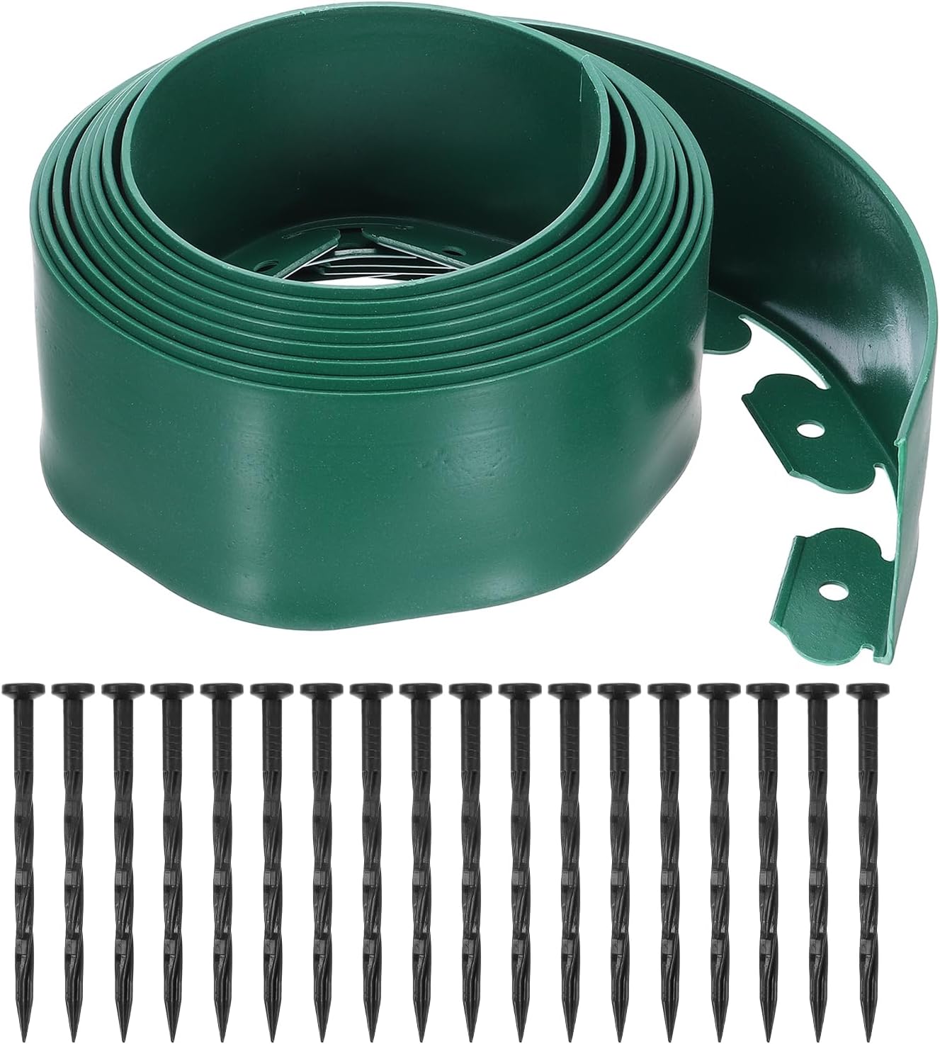 uxcell Landscape Edging, 1Pcs 20FT x 3.94" - No Dig Garden Edging Kit with 18 Stakes, Landscape Edging Border for Garden Lawn Flower Bed Yard Grass (Green)