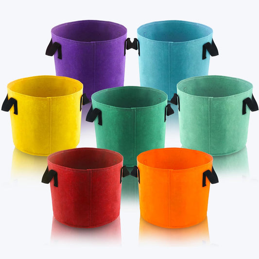 7 Gallon Grow Bags, 7 Pack Colorful Fabric Plant Pots with Handles for Garden and Outdoor Planting