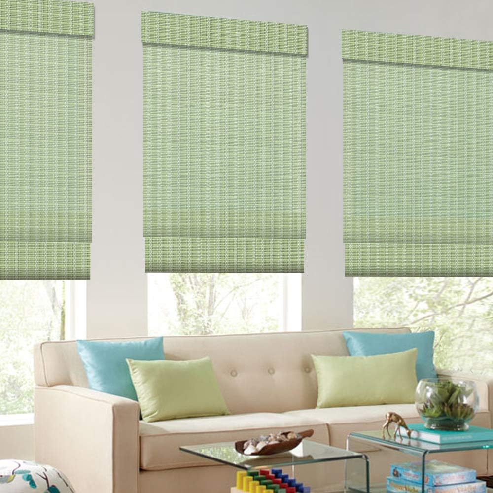 LETAU Wood Window Roman Shades, Bamboo Light Filtering Window Blinds for Indoor Home, Office, Kitchen, Pattern 12