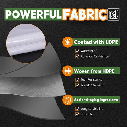 RAINDEWAY 12 Mil Heavy Duty White Tarp 10x20 Feet, UV Resistant, Waterproof, Weatherproof Poly Tarp with Metal Grommets and Reinforced Edges