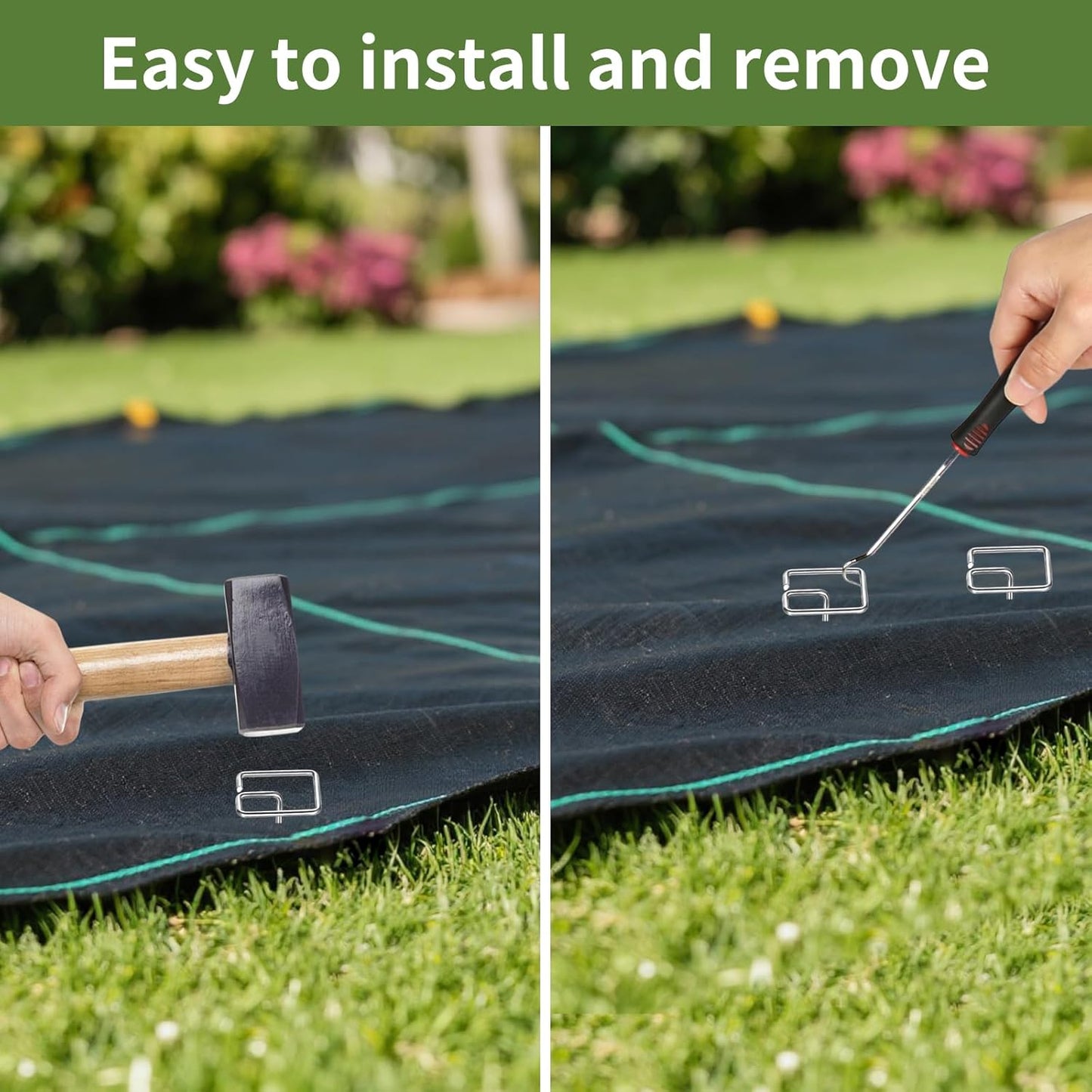 60 Pcs 6 Inch Landscape Fabric Staples, Tensile Strength 450-500Mpa -Non-Bending Garden Stakes Pins, Landscape Staples for Landscaping and Securing Lawn Fabric Weed Barriers(Square)