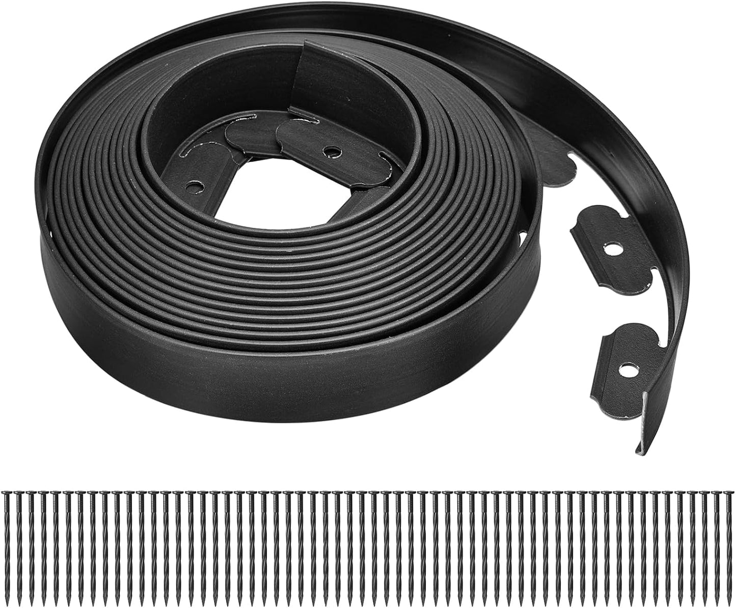 uxcell Landscape Edging, 1Pcs 66FT x 2" - No Dig Garden Edging Kit with 60 Stakes, Landscape Edging Border for Garden Lawn Flower Bed Yard Grass (Black)