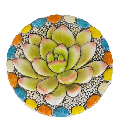 Succulent Pattern Cement Stepping Stones Outdoor - Stepping Stones Pavers for Outside Walkway Stones Multicolored Outdoor Decorative Stone for Garden 0.75 * 10 * 10 Inch LC Lcdecohome